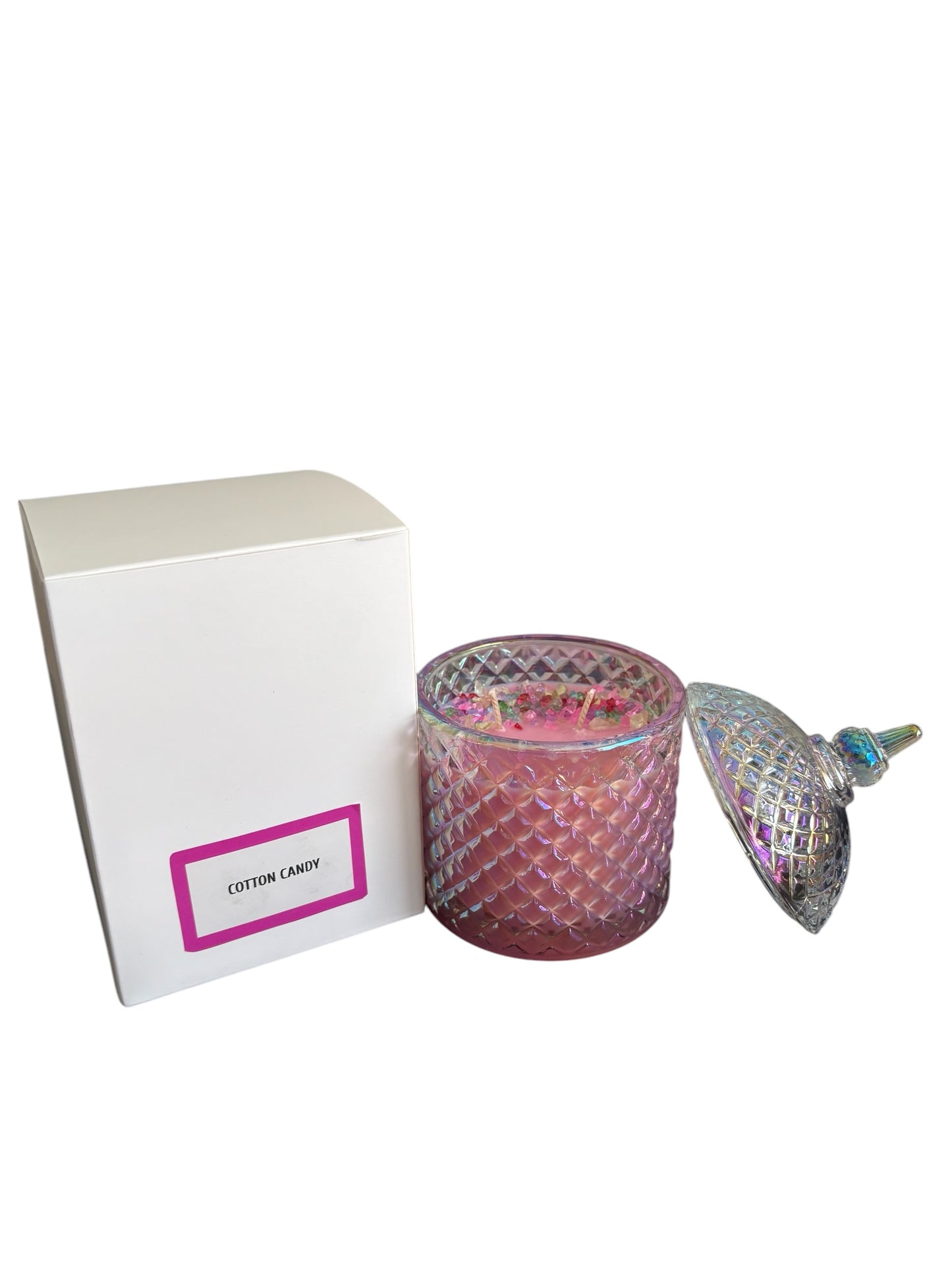 Deluxe Cupola Candle - RAINBOW CLEAR - 300g scented with COTTON CANDY