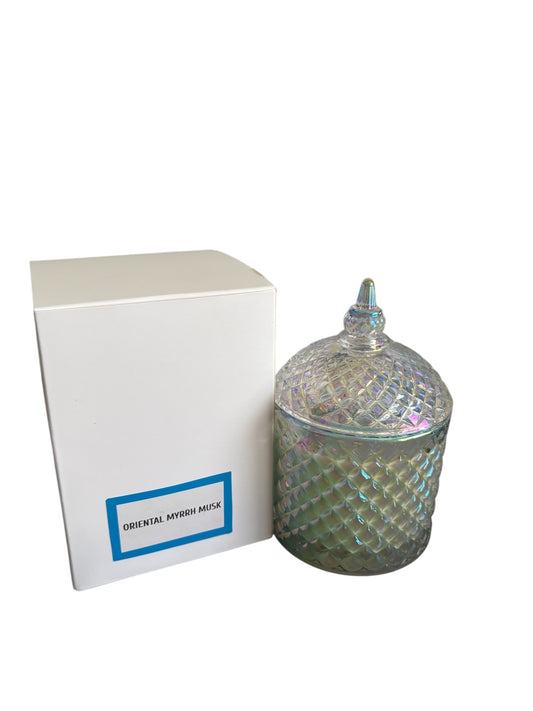 Deluxe Cupola Candle - RAINBOW CLEAR - 300g scented with ORIENTAL MYRRH MUSK