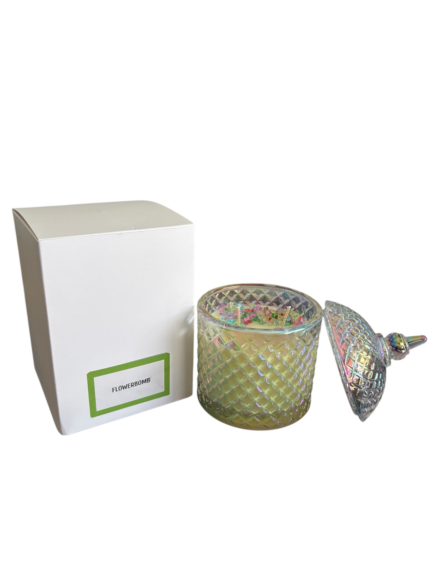 Deluxe Cupola Candle - RAINBOW CLEAR - 300g scented with FLOWERBOMB TYPE