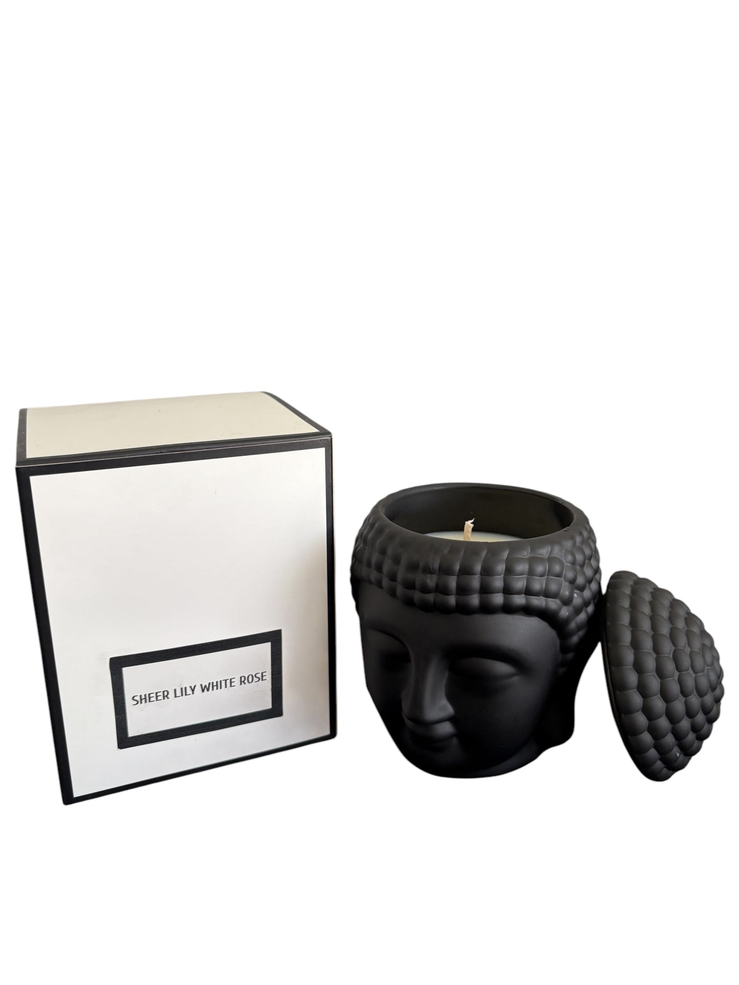 BUDDHA CANDLE - 250g - scented with Sheer Lily White Rose