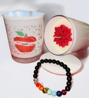 Best Teacher - TEACHER'S CANDLE & CHAKRA BRACELET GIFT SET