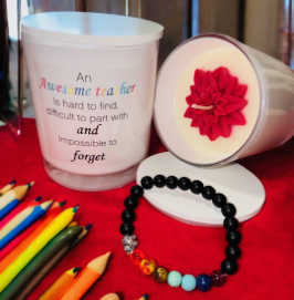 Awesome Teacher - TEACHER'S CANDLE & CHAKRA BRACELET GIFT SET